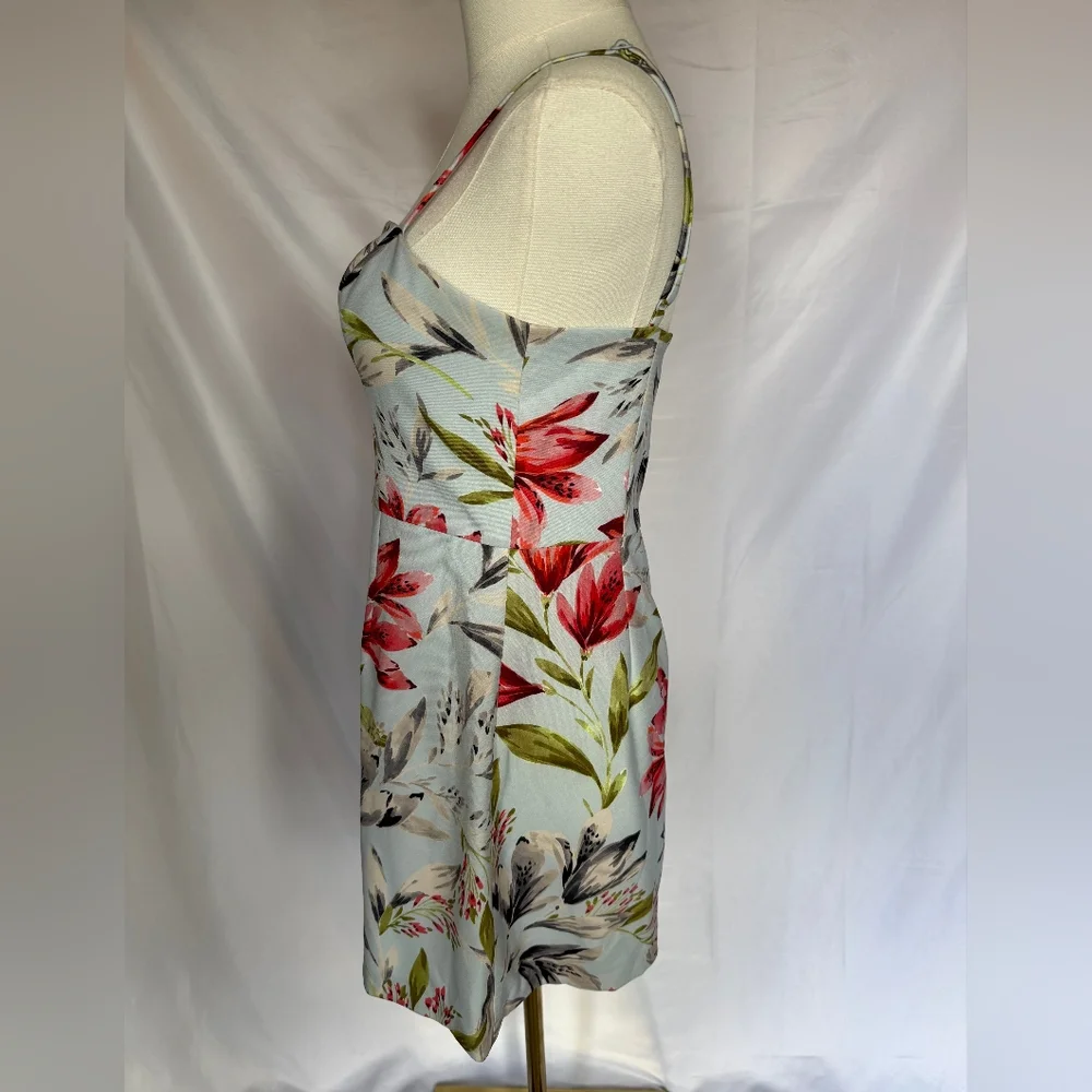 French Connection Cadencia Whisper Floral Print Minidress Light Blue - Picture 3 of 9